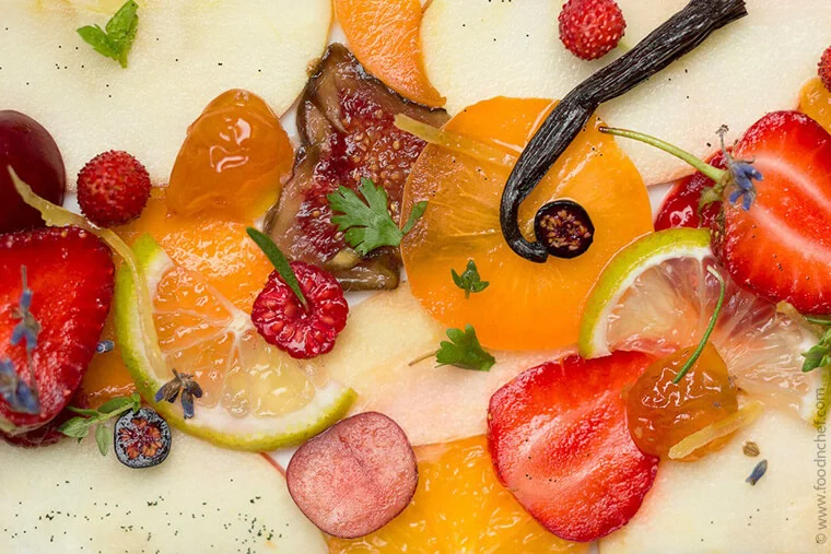 Fruit Carpaccio with Lavender Syrup