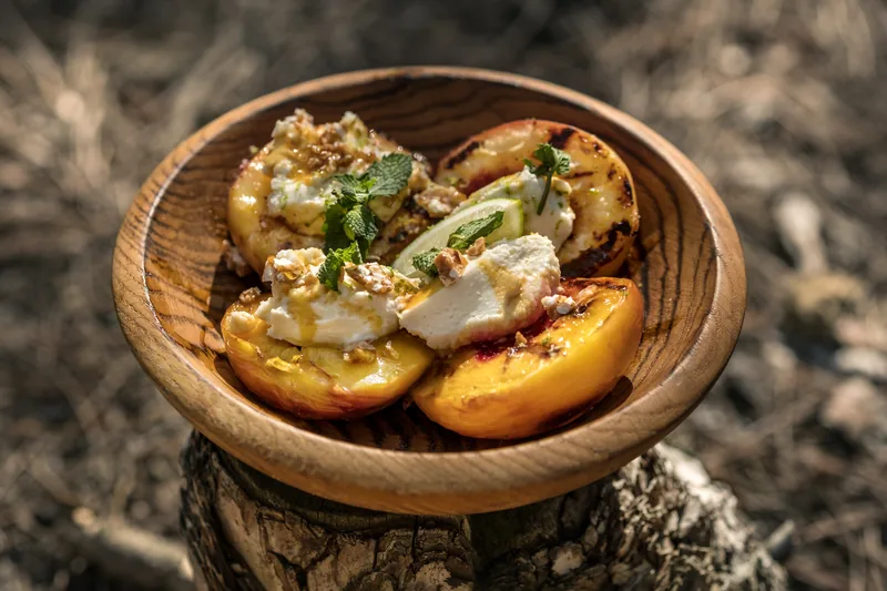 Grilled Peaches with Cottage Cheese