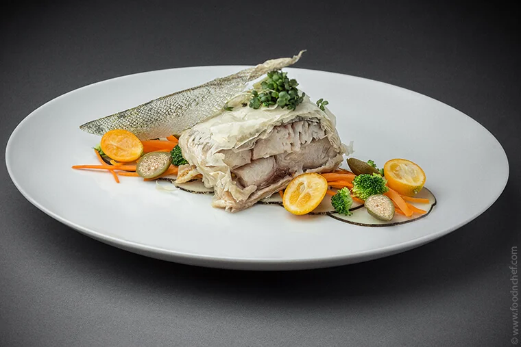 Silver Carp with Carrot Ratatouille and Radish Carpaccio
