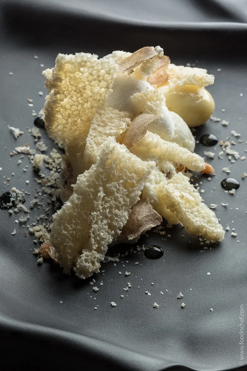 Lemon Dessert with Flowers, Ice Cream and Cookies by Jordi Cruz