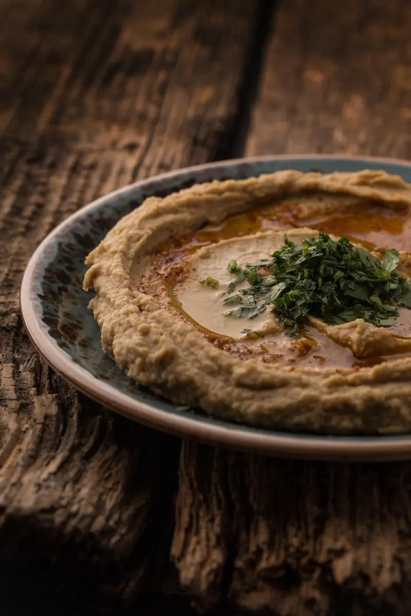 Classic Hummus with Paprika and Olive Oil
