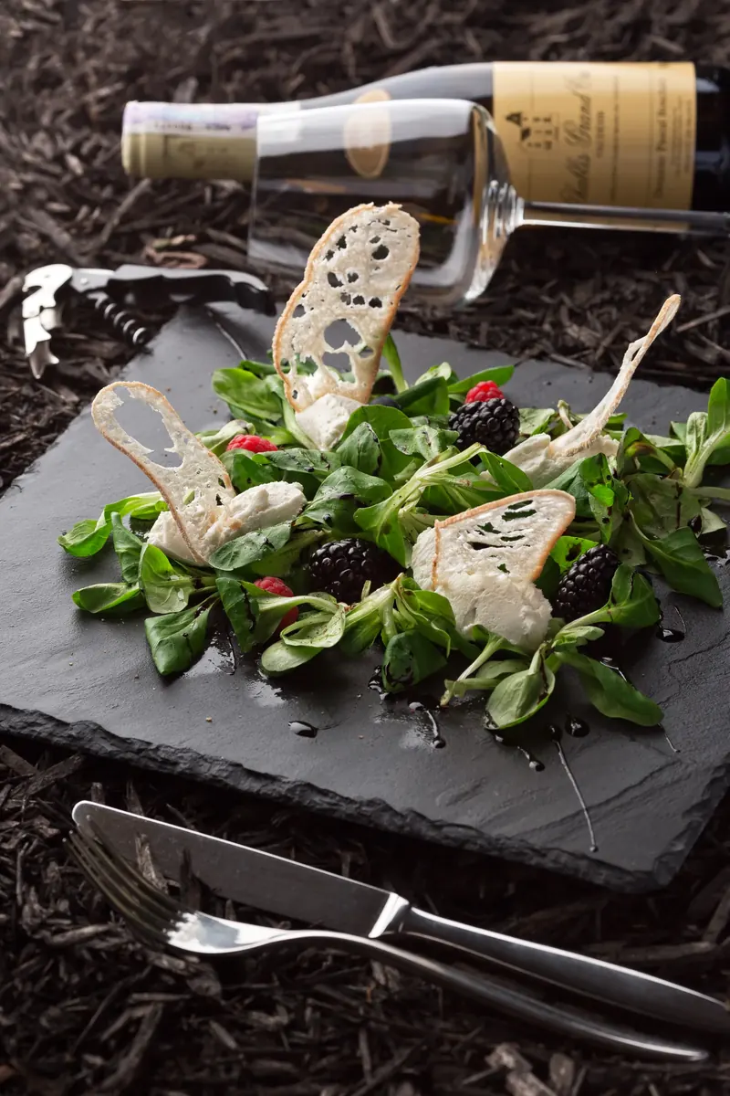 Rabbit Salad with Goat Cheese and Berries