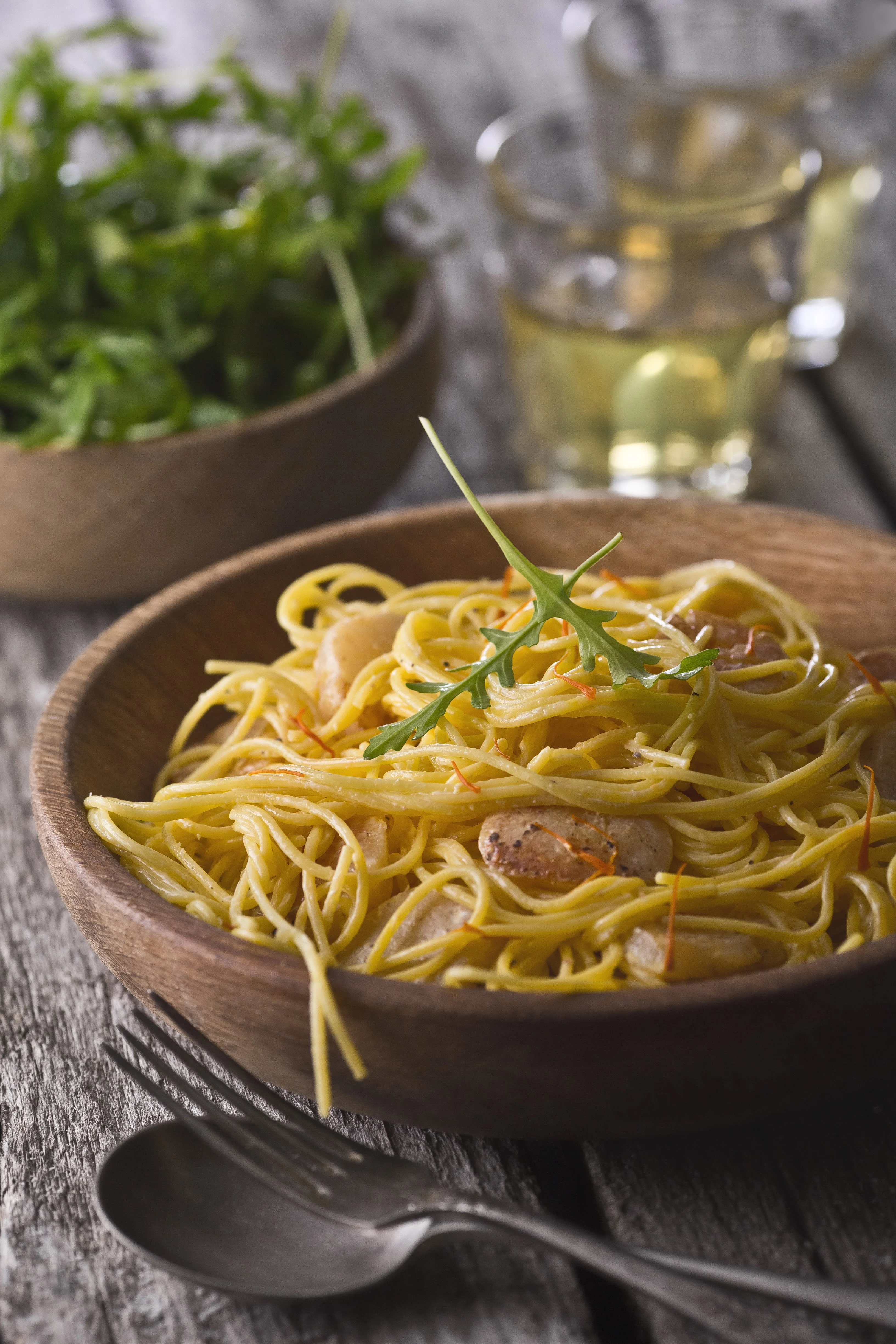 Scallop Pasta with Saffron Sauce